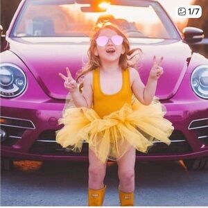 Sunny Yellow Tutu Romper for Kids